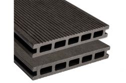 BPC Hohlkammerdiele WoodoElba, 22 x 140 mm, anthrazit, geriffelt / glatt, beidseitig begehbar, in den Längen 3 m / 4 m / 5 m - NEU