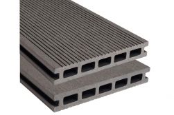 BPC Hohlkammerdiele WoodoElba, 22 x 140 mm, grau, geriffelt / glatt, beidseitig begehbar, in den Längen 3 m / 4 m / 5 m - NEU