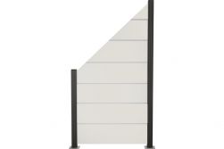 Glas Sichtschutz, Glaszaun Creme weiß Streifen Dekor 82 Höhe 120/180 cm, verfügbare Breite 103 cm / 120 cm