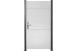 Glas Sichtschutz, Glaszaun Tür Satinato Streifen Dekor 82 Höhe 180 cm Breite 98,7 cm (mit Beschlag)