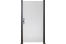 Glas Sichtschutz, Glaszaun Tür Satinato Vollflächen Dekor 84 Höhe 180cm Breite 98,7 cm (mit Beschlag)