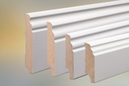 MDF Sockelleiste für Parkett und Massivholzdielen, Berliner Profil, 20 mm, weiß Fixlänge 240 cm, Höhe 60 / 80 / 100 /  120 mm