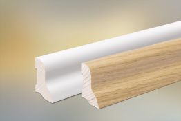 Sockelleiste Eiche furniert für Parkett und Massivholzdielen, 40 x 22 mm, 240 cm lang, klar oder weiß lackiert