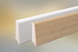 Sockelleiste Eiche furniert für Parkett und Massivholzdielen, 60 x 15 mm, 240 cm lang, klar oder weiß lackiert