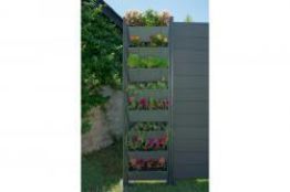 Modulare Pflanzwand für WPC Zaun, Element 45 cm (Breite) x 185 cm (Höhe), Dekoratives Farbspiel mit Blumen oder nutzbar als Hochbeet (Kombinierbar mit WoodoTexel / WoodoCasablanca)