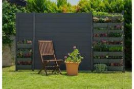 Modulare Pflanzwand für WPC Zaun, Element 90 cm (Breite) x 185 cm (Höhe), Dekoratives Farbspiel mit Blumen oder nutzbar als Hochbeet (Kombinierbar mit WoodoTexel / WoodoCasablanca)