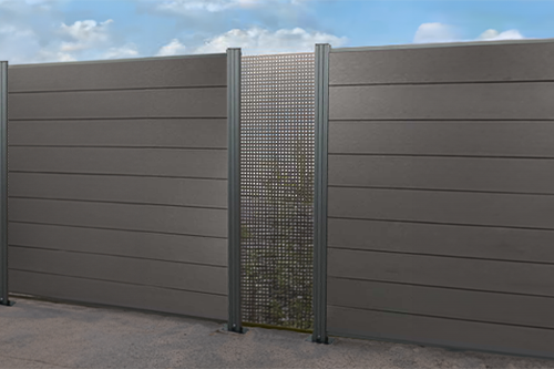 Designelemente für WPC Zaun, Edelstahl, Hochkant 60 cm (Breite) x 180 cm (Höhe), inkl. Befestigungsleiste (Gamma passend für Serie Texel und Norderney)