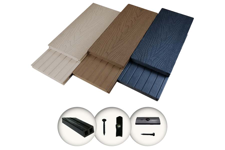 WPC Komplettset Massiv WoodoMalta 18 x 146 mm-anthrazit-4 m-18 m²