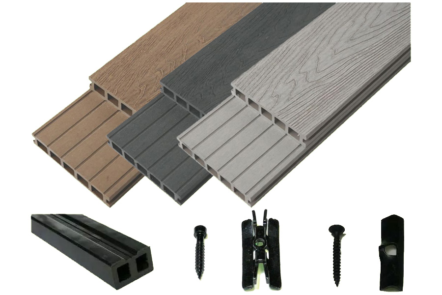 Komplettset WoodoMykonos 25 x 145 mm, anthrazit, 2,4 m, Fläche: 5 m²