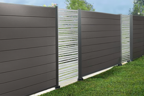 Designelemente für WPC Zaun, Metall, beschichtet in anthrazit, Hochkant 60 cm (Breite) x 180 cm (Höhe) – Linea – Einzelelement