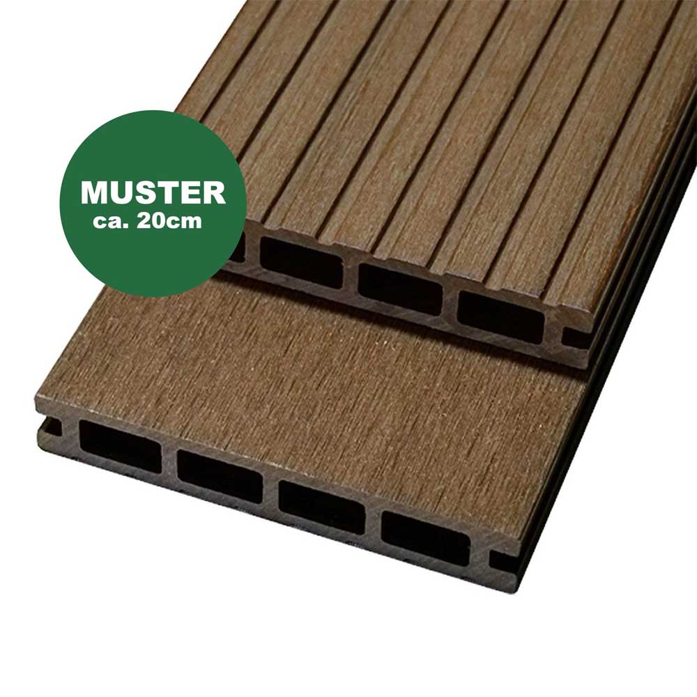 Handmuster WPC Terrassendiele, 20 x 120 mm, Farbe braun (WoodoRhodos)