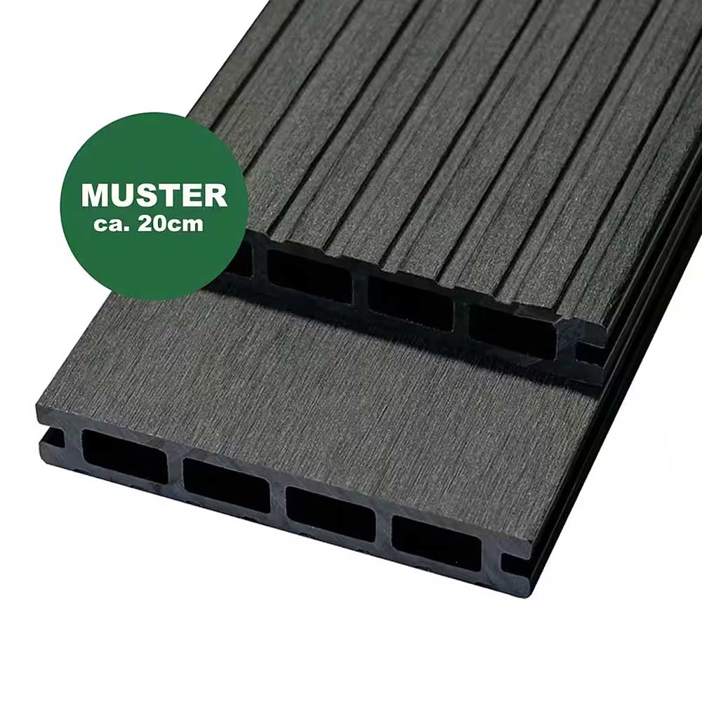 Handmuster WPC Terrassendiele, 20 x 120 mm, Farbe grau (WoodoRhodos)