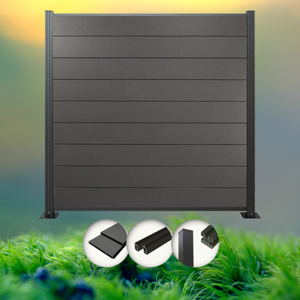 Komplettset Norderney anthrazit (1 x Zaun + 2 Pfosten anthrazit)