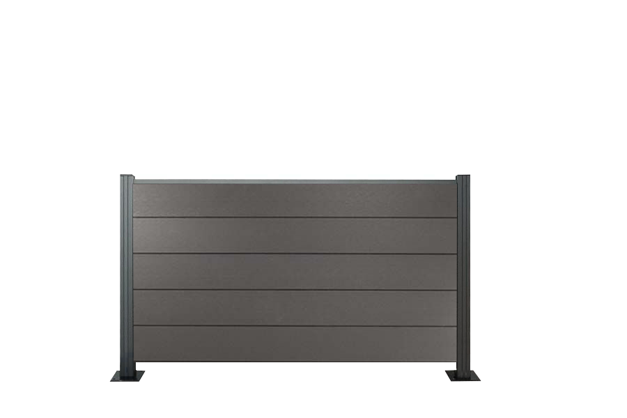 XXL Komplettset light WPC Zaun, 20 (S) x 1800 (B) x 1025 (H) mm, in anthrazit (Serie WoodoNorderney ohne Pfosten)- Abschlussprofil silber eloxiert