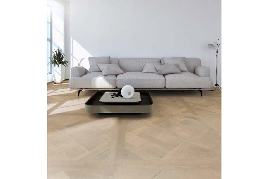 Premium Tafelparkett europäische Eiche, unbehandelt, gebürstet, 19 x 980 x 980 mm (0,96 m² / Paket)