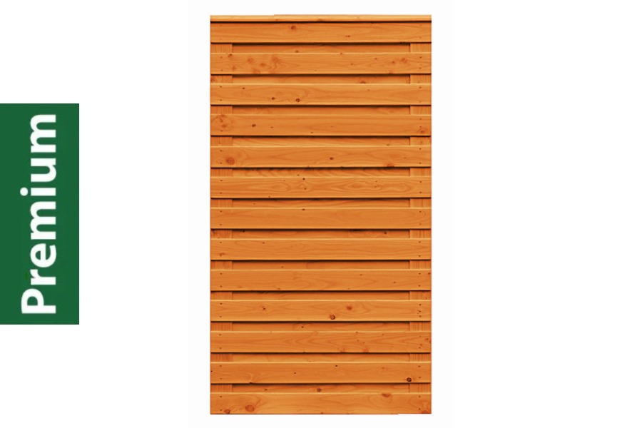 Premium Douglasie Sichtschutzzaun Holz, 98,5 cm (B) x 181 cm (H), Lamellenzaun - lasiert hellgrau