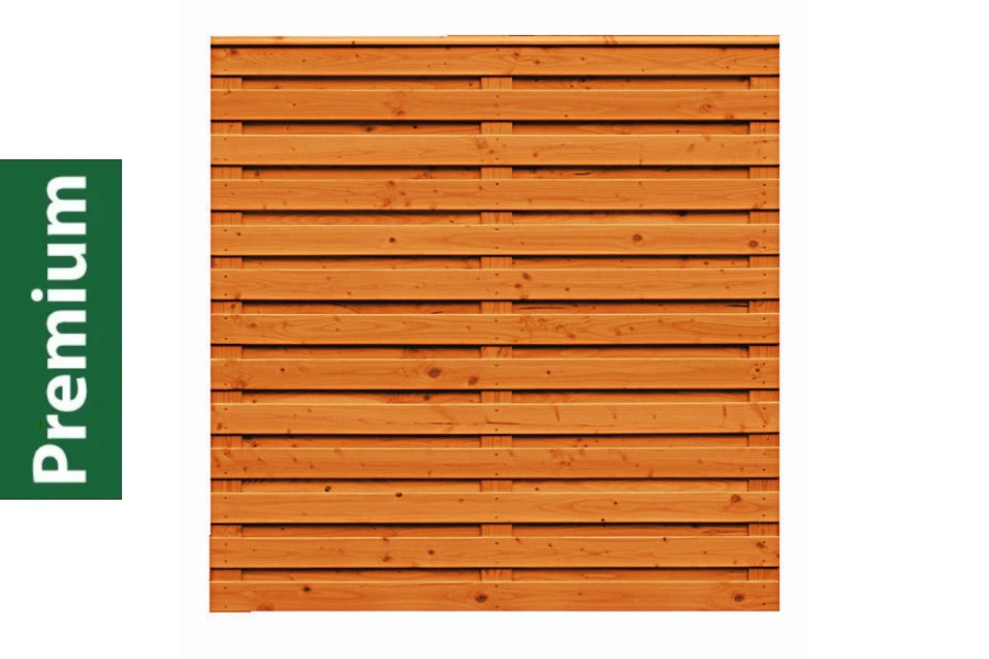Premium Douglasie Sichtschutzzaun Holz, 178,5 cm (B) x 181 cm (H), Lamellenzaun - lasiert weiß