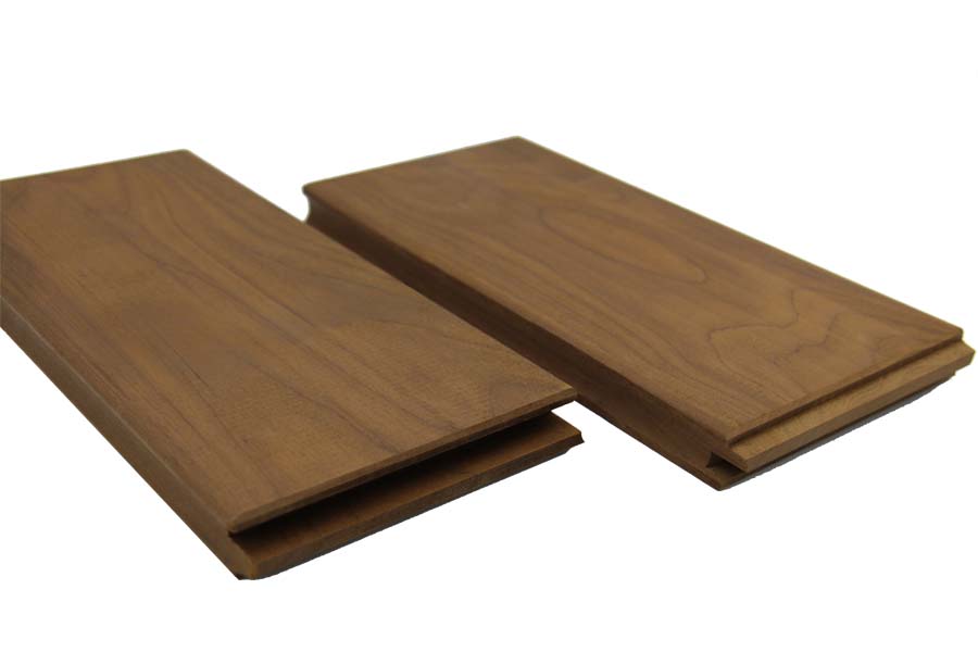 Thermoholz Terrassendielen, Birke, 20 mm (Stärke) x 110 mm (Breite), Sichtseite gebürstet, stirnseitig Nut und Feder zur Endlosverlgung (4 Stück / PE) Länge:-1,80 m