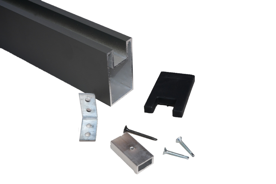 Universal Wandanschluss U-Profil Aluminium für WPC Zäune, anthrazit, geeignet für Füllelemente bis 20 mm, 68 mm x 40 mm, Länge: 1,20 m