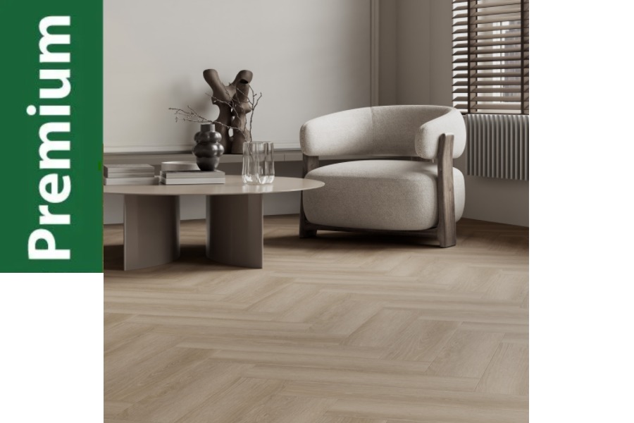 Premium 3D, 7 mm Fischgrät Klick Vinyl (SPC) mit antibakterieller Trittschalldämmung, Eiche grau, 592 x 148 mm, 0,55 mm Nutzschicht, (1,40 m² / Paket)
