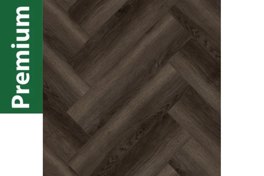 Premium 3D, 7 mm Fischgrät Klick Vinyl (SPC) mit antibakterieller Trittschalldämmung, Eiche dunkel, 592 x 148 mm, 0,55 mm Nutzschicht, (1,40 m² / Paket)