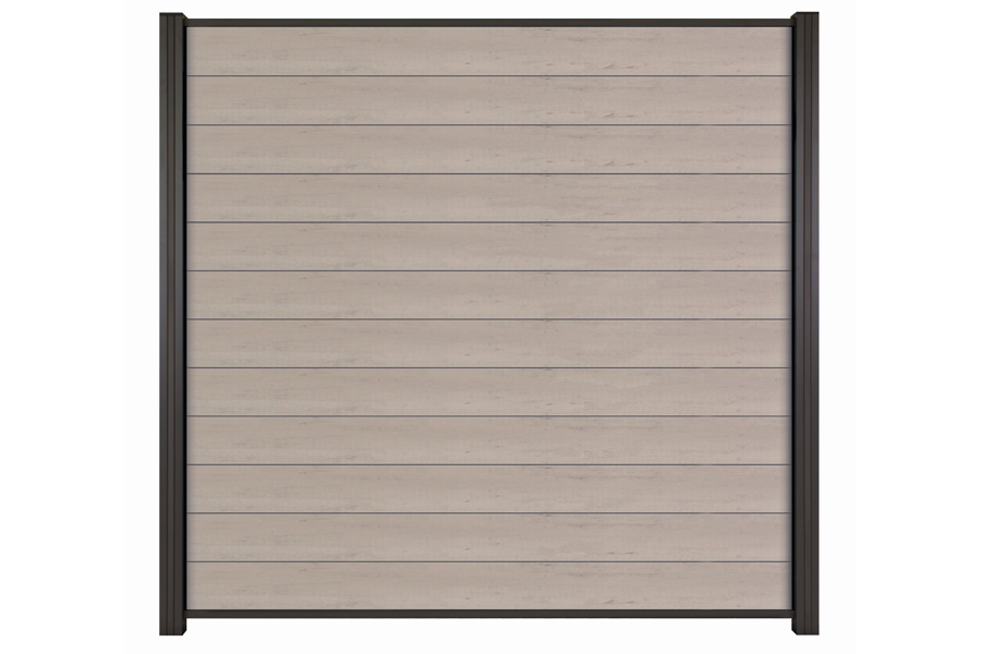 WPC Zaun / Sichtschutz / Steckzaun, 20 (S) x 1800 (H) x 1800 (B) mm, incl. Anfangs- und Abschlussleiste Modulares Zaunsystem in Bicolour Grau (ohne Pfosten)