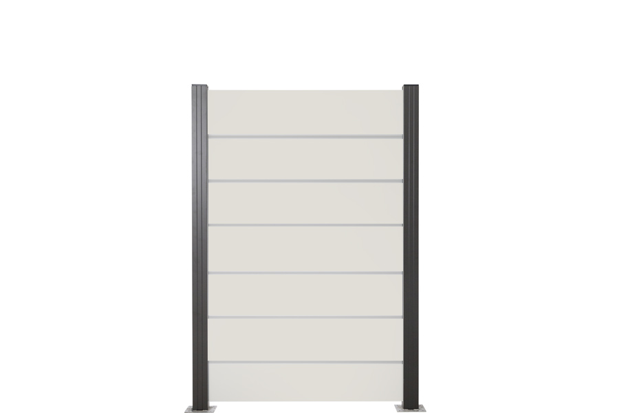 Glas-Sichtschutz Glaszaun Creme weiß Streifen Dekor 82 Höhe 120 cm, Breite 103 cm