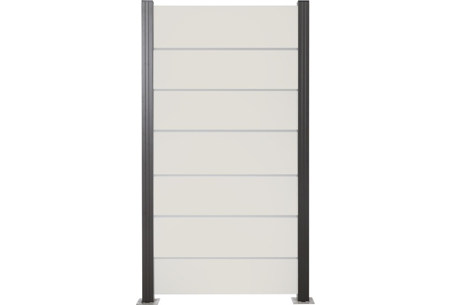 Glas-Sichtschutz Glaszaun Creme weiß Streifen Dekor 82 Höhe 180 cm, Breite 120 cm