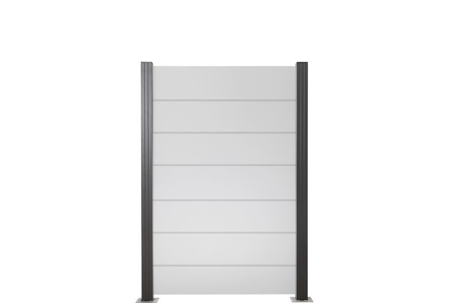 Glas-Sichtschutz Glaszaun Satinato Streifen Dekor 82 Höhe 120 cm, Breite 120 cm