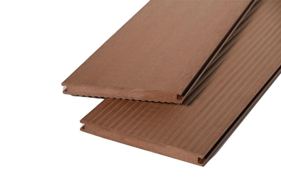 WPC Massivdiele WoodoKosXXL 20 x 200 mm, 4 m lang, rehbraun geriffelt / glatt, beidseitig begehbar