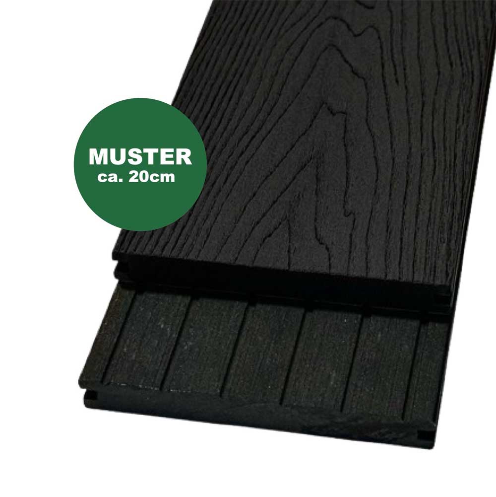 Handmuster WPC Terrassendiele, 18 x 146 mm, anthrazit (WoodoMalta)