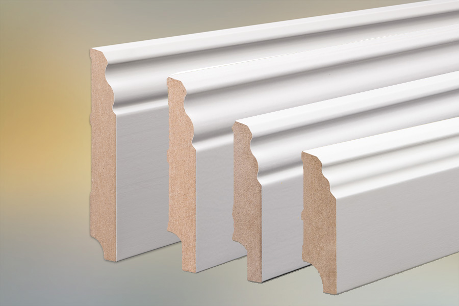 MDF Sockelleiste für Parkett und Massivholzdielen, Berliner Profil, 100 x 20 mm, weiß (RAL 9016) lackiert, Fixlänge 240  cm