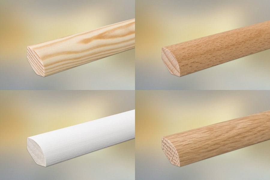 Sockelleiste Buche für Parkett und Massivholzdielen, 20 x 20 mm, klar lackiert, fallende Längen 100 - 290 cm