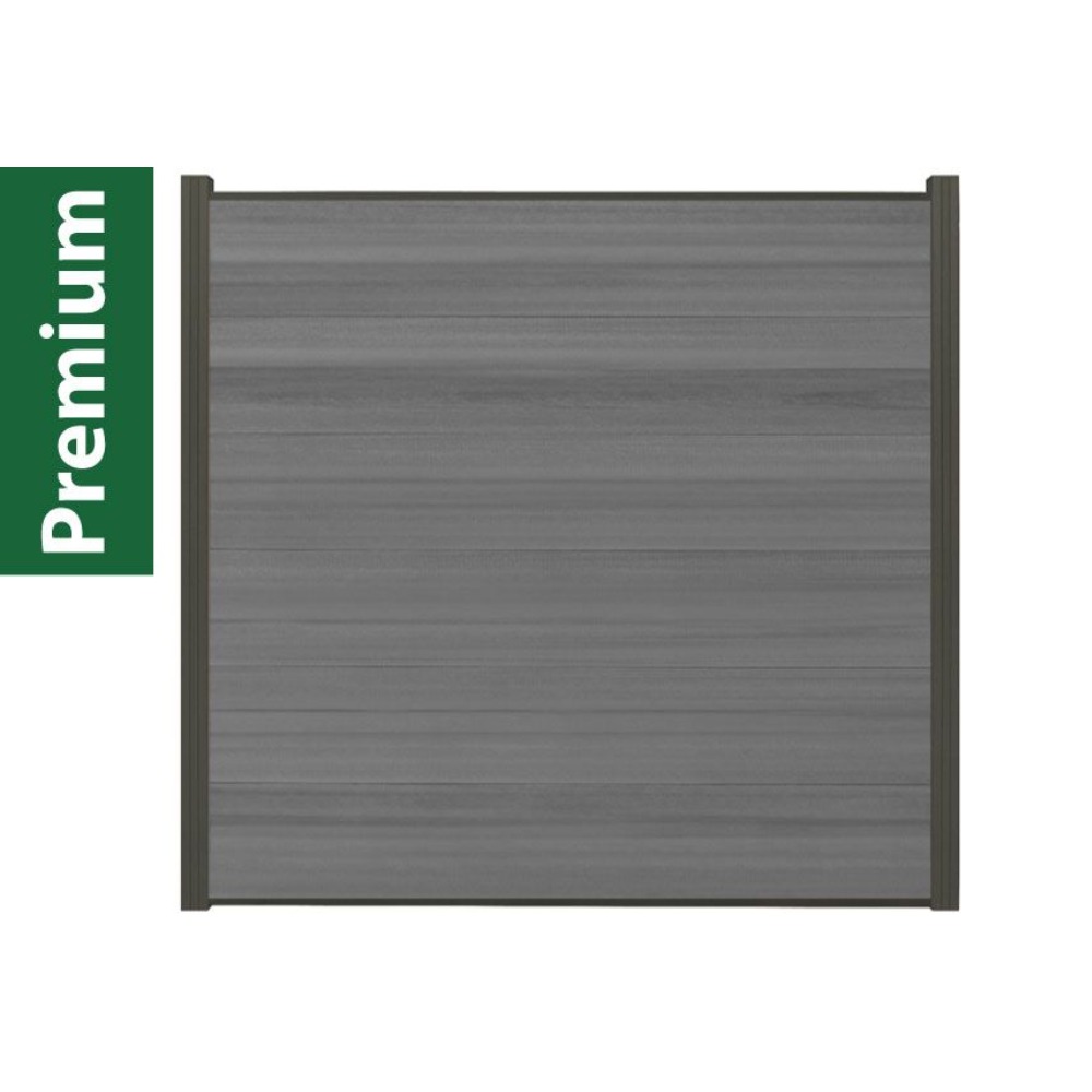 Komplettset XXXL Coex Sylt grau (1 x Zaun + 2 Pfosten anthrazit)