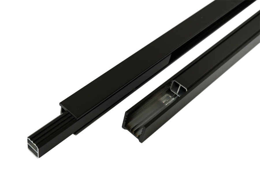 Universal U-Profil für WPC Zäune, anthrazit, geeignet für Füllelemente bis 20 mm  27 x 27 mm, Schienenlänge: 200 cm mit 20 cm Abstandshalter