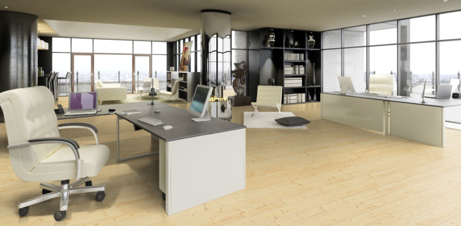 Fichtendielen in einem Büroraum